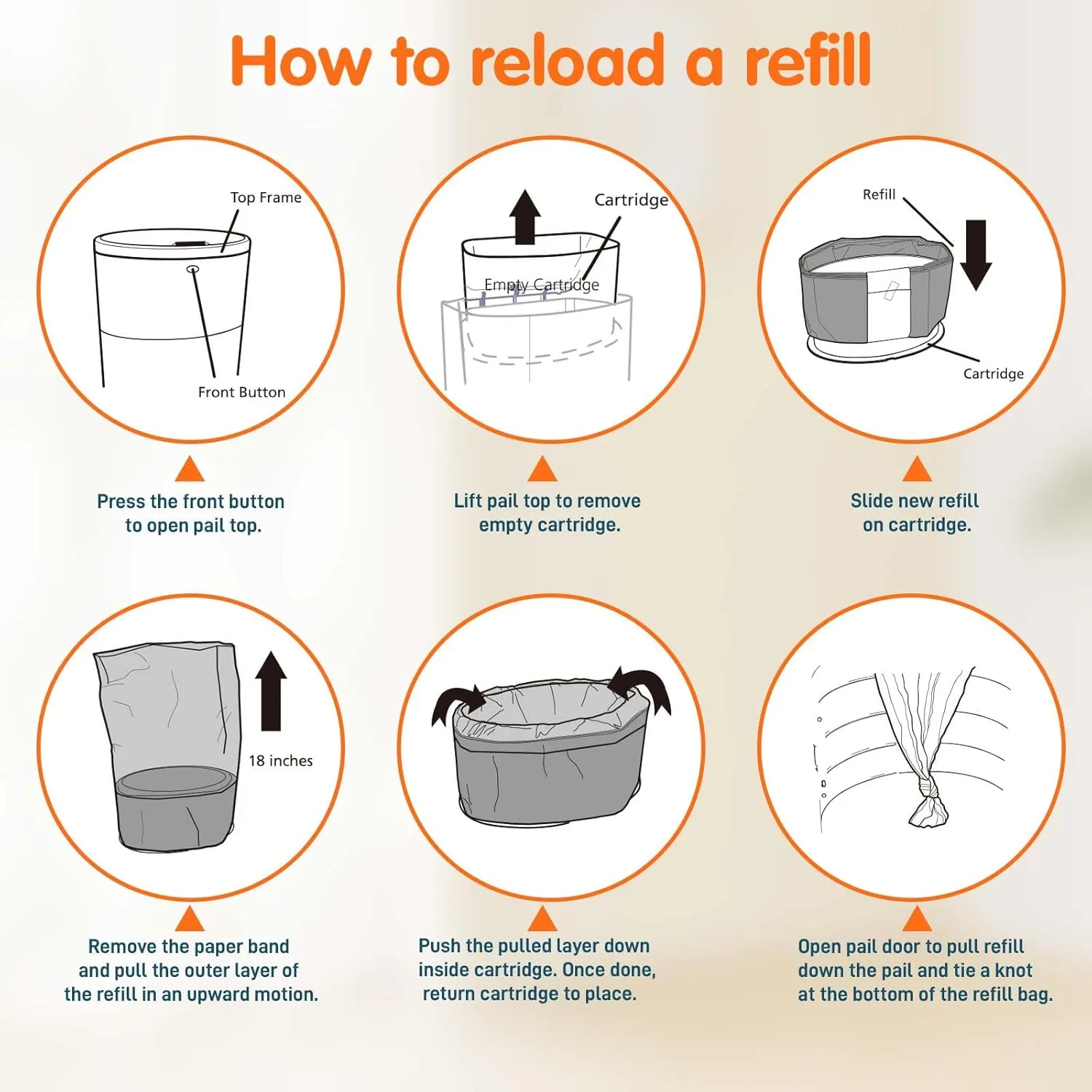 5 Pack Refills Compatible with DEKOR CLASSIC Diaper Pails | 20% Extra Length Diaper Pail Refill Bags Liners Holds 2970 Diapers | Ultimate Odor Control with Baby Scented