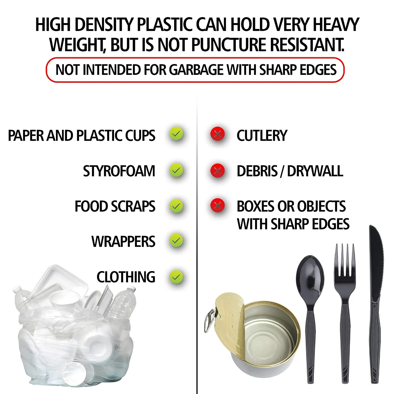 Aluf Plastics 7-8 Gallon Clear Trash Bags (1000 Count) - 24' x 24' - 6 Micron Equivalent High Density