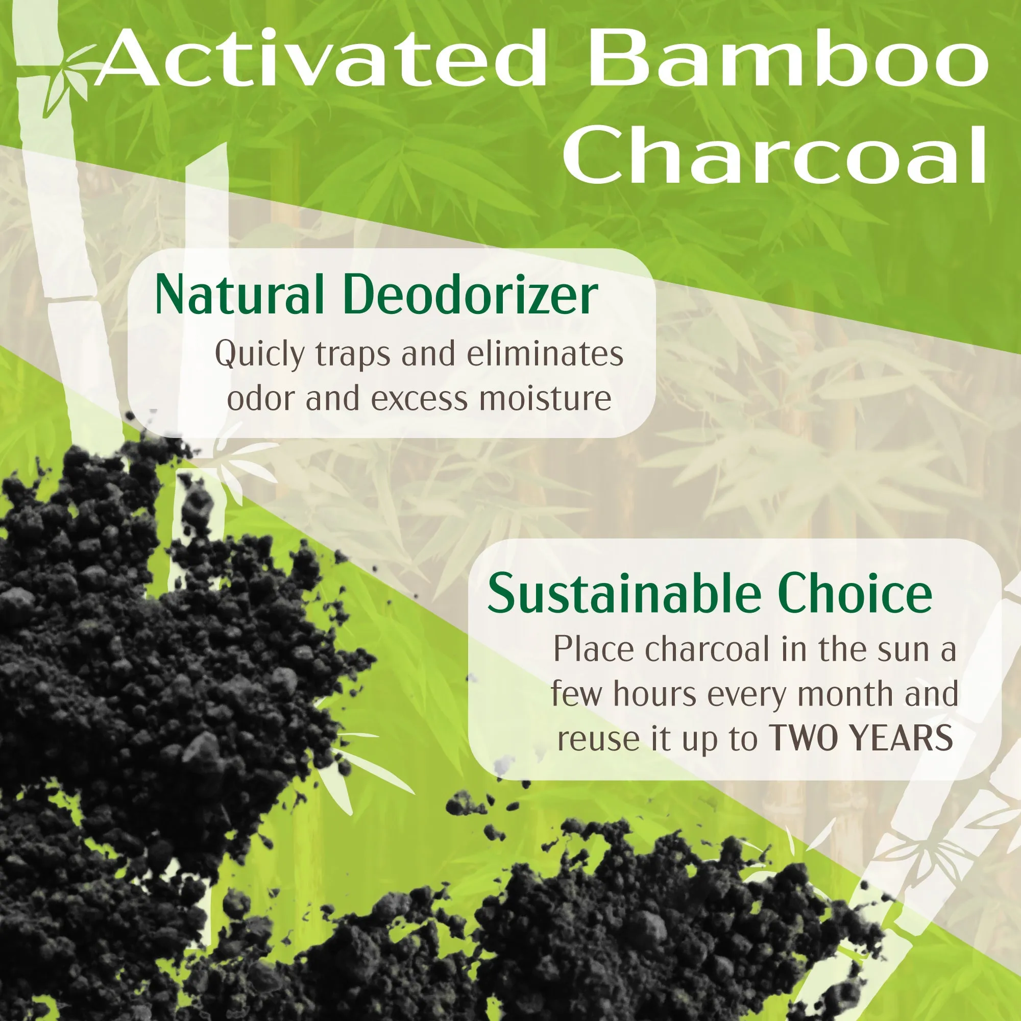 Bamboo Charcoal Odor Absorber Bag in Decorative 6.25" x 4.75" x 3" Box