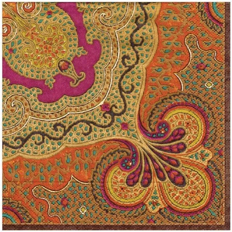 Caspari Jaipur Spice Paper Luncheon Napkins in Gold, Pack of 20