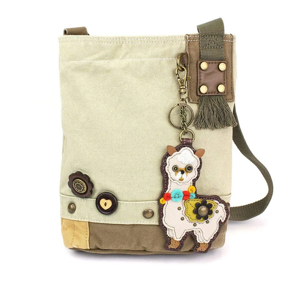Chala Patch Cross-Body Women Handbag, Sand Color Canvas Messenger Bag