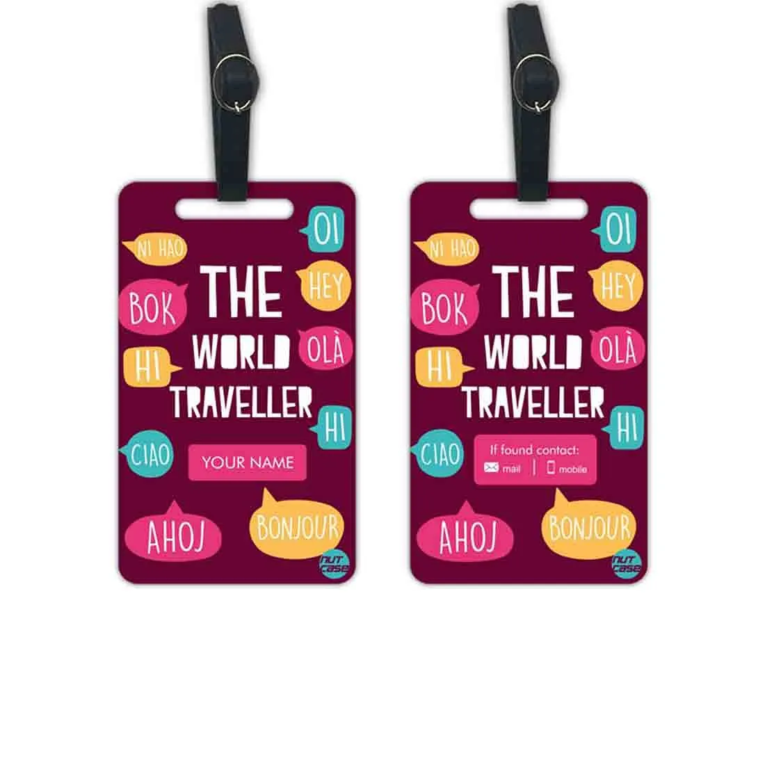 Classy Travel Tag Personalised With Name Set of 2 Ideal for Travel - Traveller