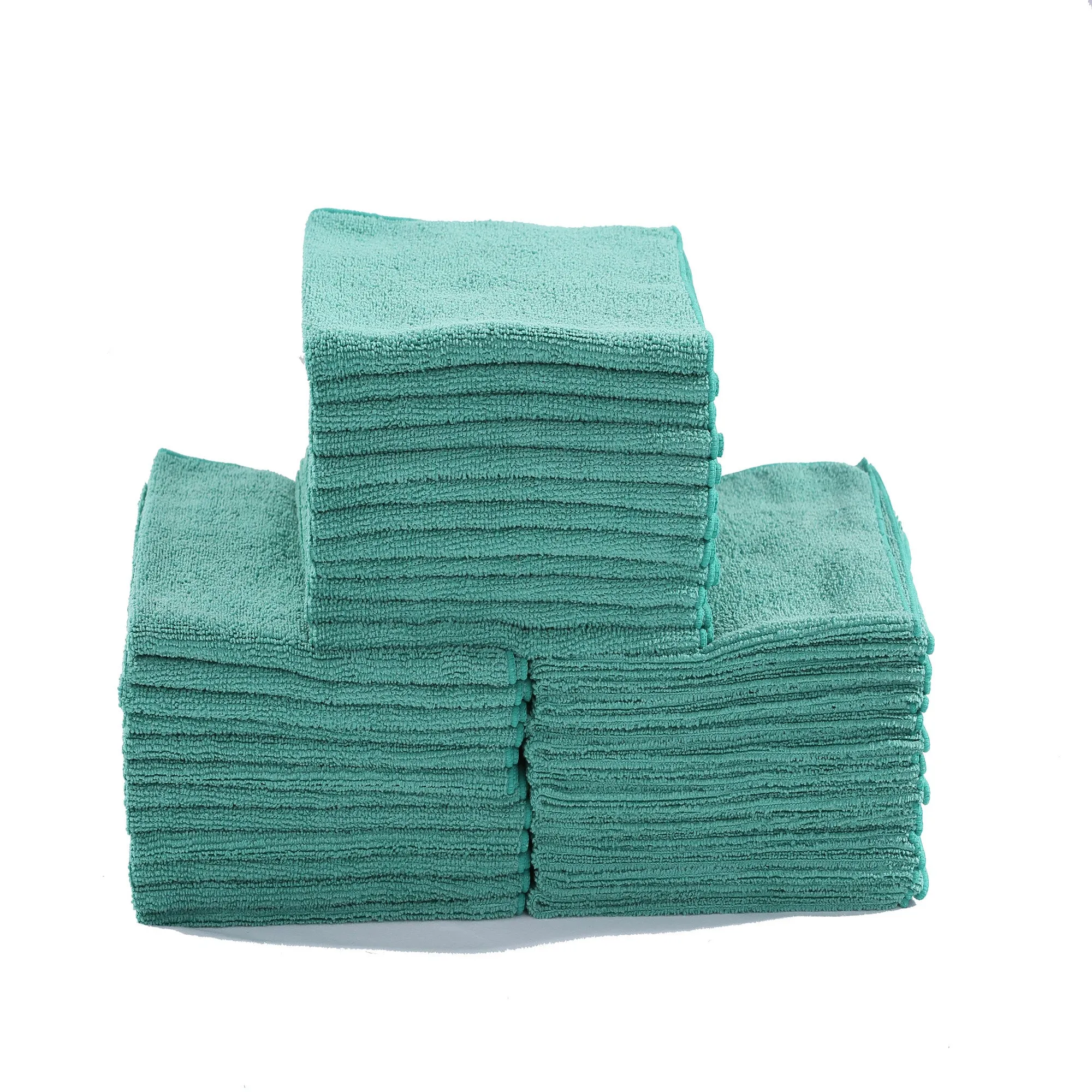 Commercial Grade Microfiber Cleaning Cloths, 12 Pack - Green for Kitchens & Food Service Environments