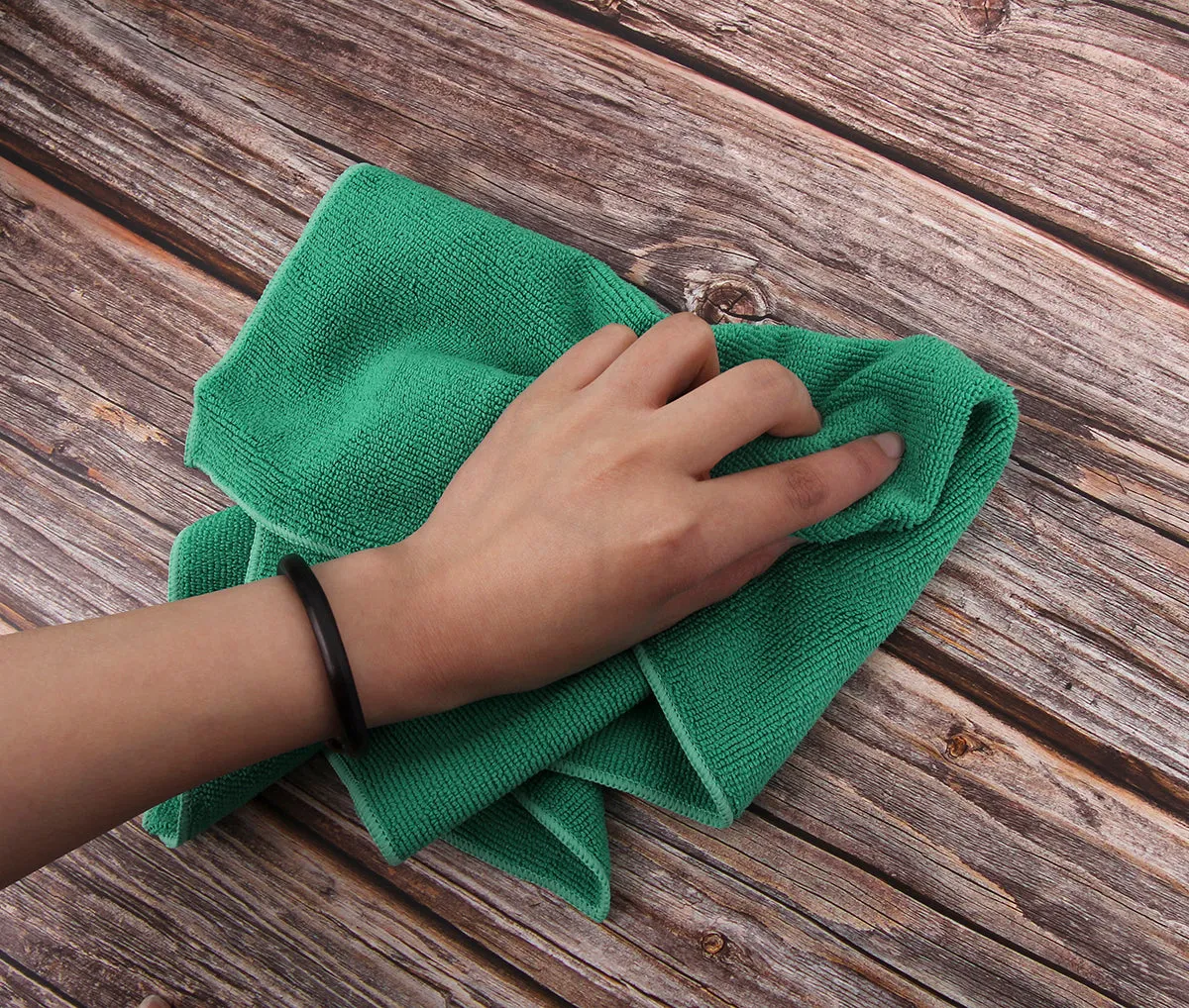 Commercial Grade Microfiber Cleaning Cloths, 12 Pack - Green for Kitchens & Food Service Environments