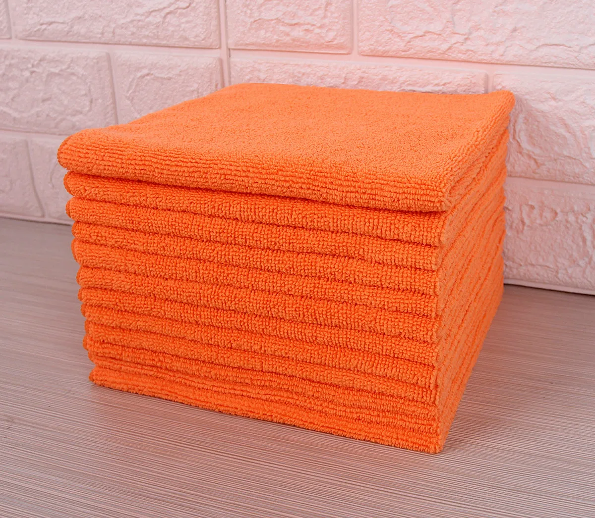 Commercial Grade Microfiber Cleaning Cloths, 12 Pack - Orange for Shop Towels