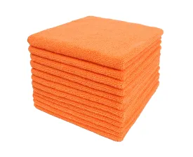 Commercial Grade Microfiber Cleaning Cloths, 12 Pack - Orange for Shop Towels