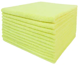 Commercial Grade Microfiber Cleaning Cloths, 12 Pack - Yellow for Polishing & Dusting