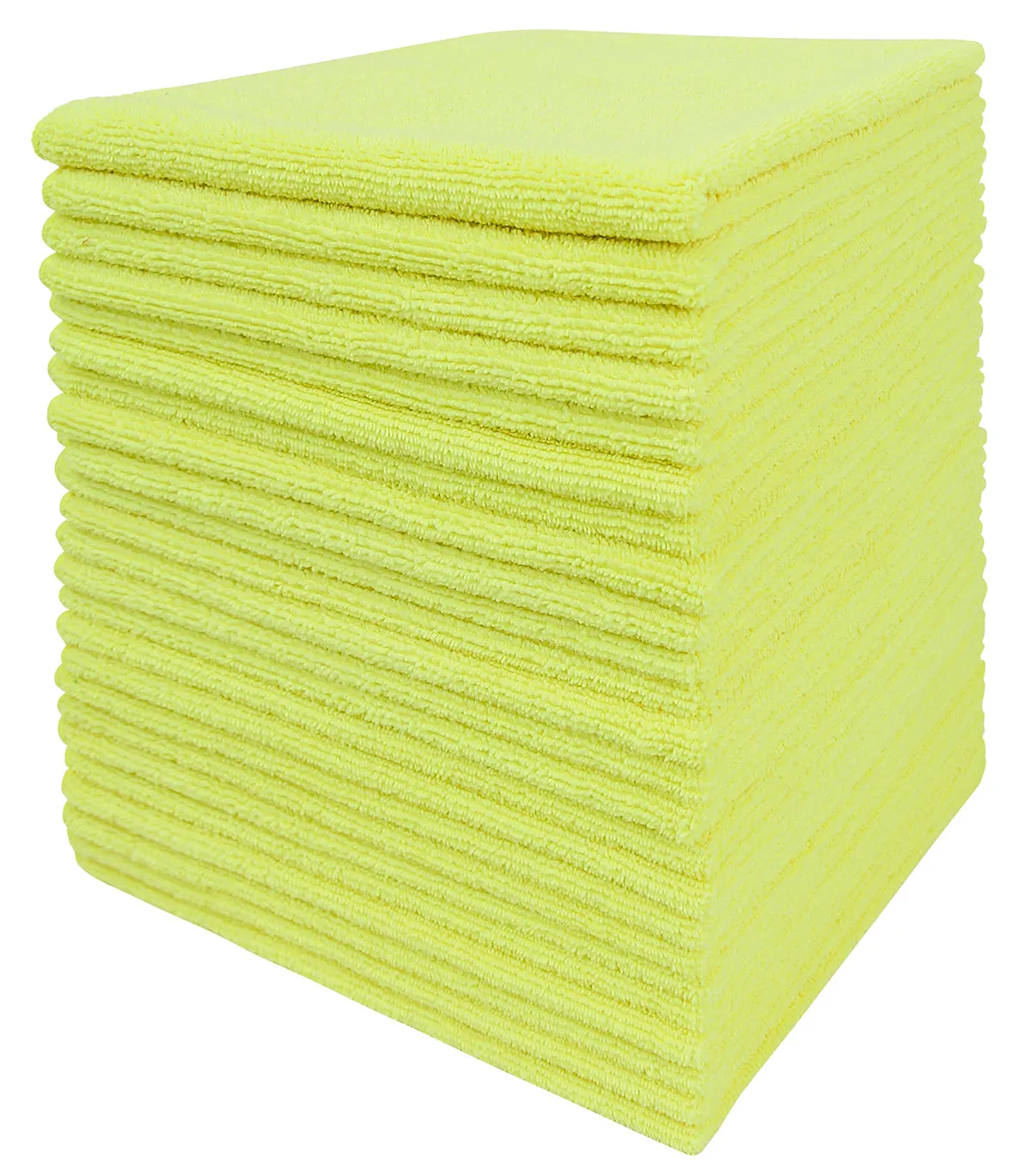 Commercial Grade Microfiber Cleaning Cloths, 12 Pack - Yellow for Polishing & Dusting