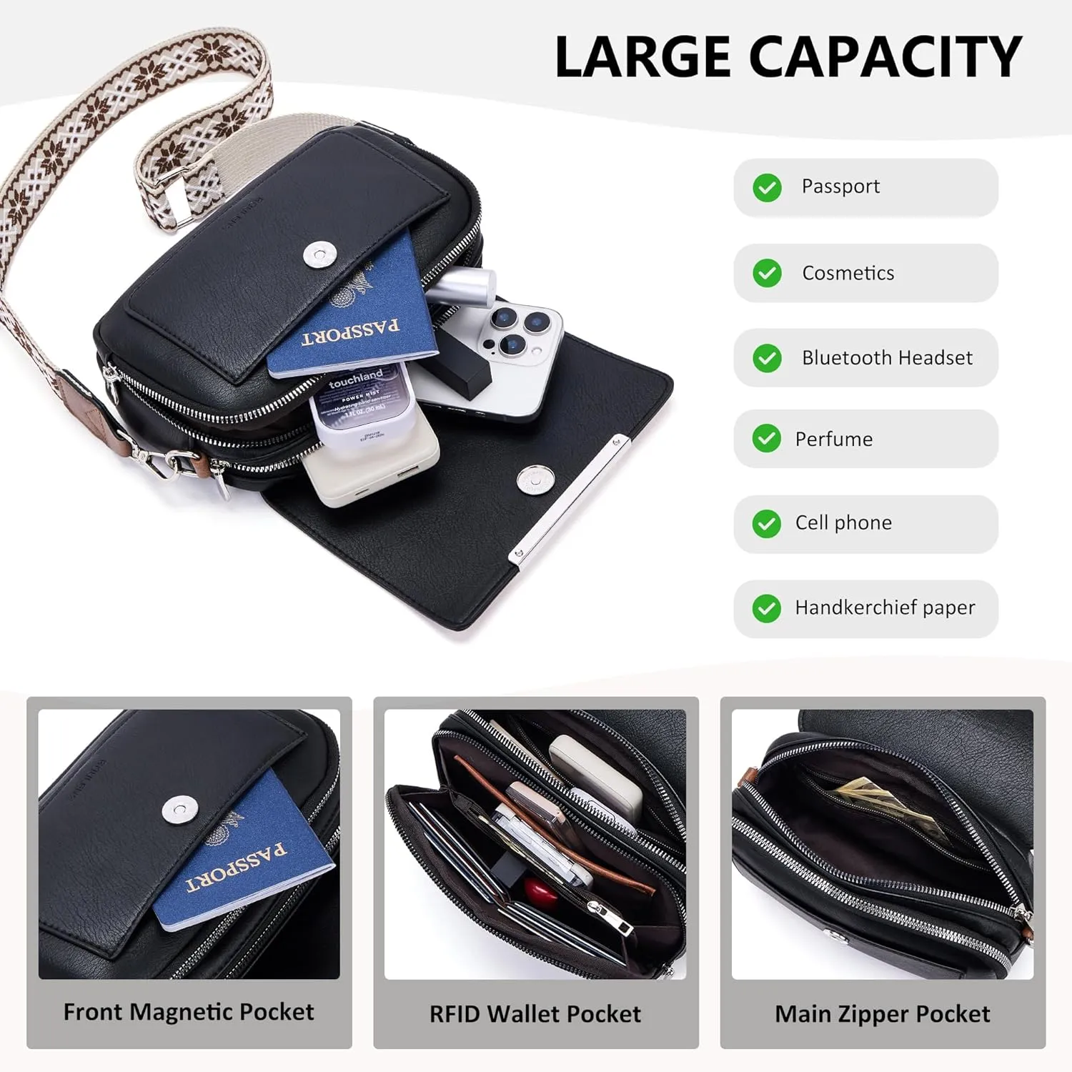 Crossbody Bags for Women Small Crossbody Wallet Purses with Card Slots Leather Shoulder Handbags Travel/Daily Use