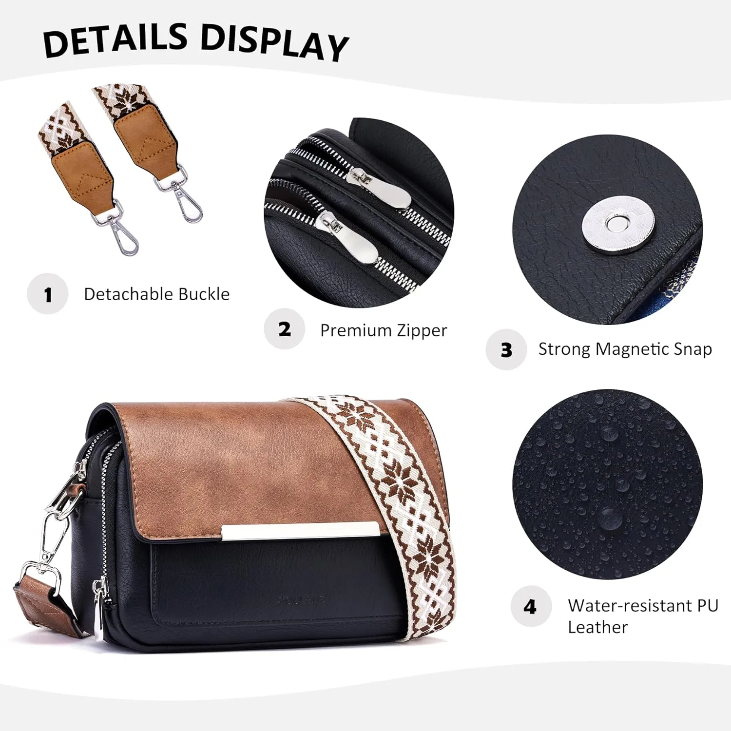 Crossbody Bags for Women Small Crossbody Wallet Purses with Card Slots Leather Shoulder Handbags Travel/Daily Use
