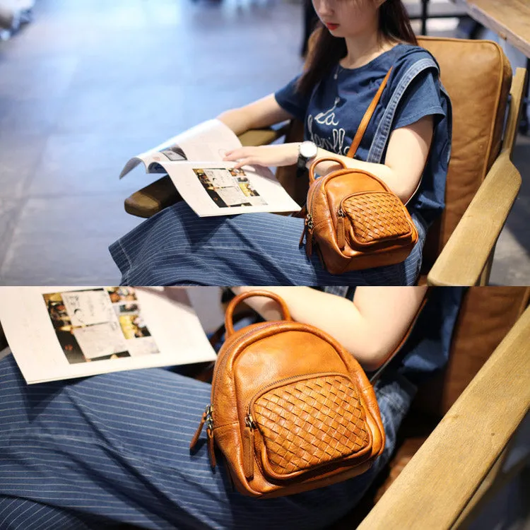 Cute Womens Brown Mini Leather Backpack Bag Purse Nice Backpacks for Women