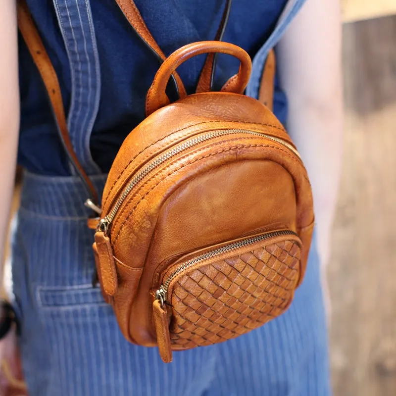Cute Womens Brown Mini Leather Backpack Bag Purse Nice Backpacks for Women