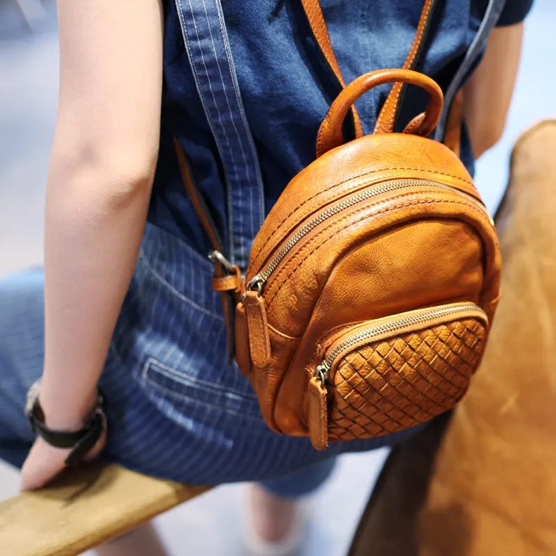 Cute Womens Brown Mini Leather Backpack Bag Purse Nice Backpacks for Women