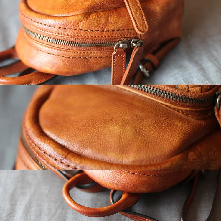 Cute Womens Brown Mini Leather Backpack Bag Purse Nice Backpacks for Women