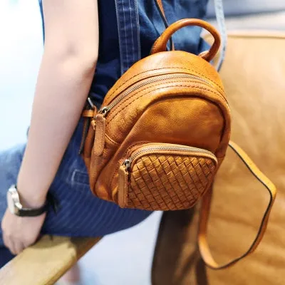 Cute Womens Brown Mini Leather Backpack Bag Purse Nice Backpacks for Women