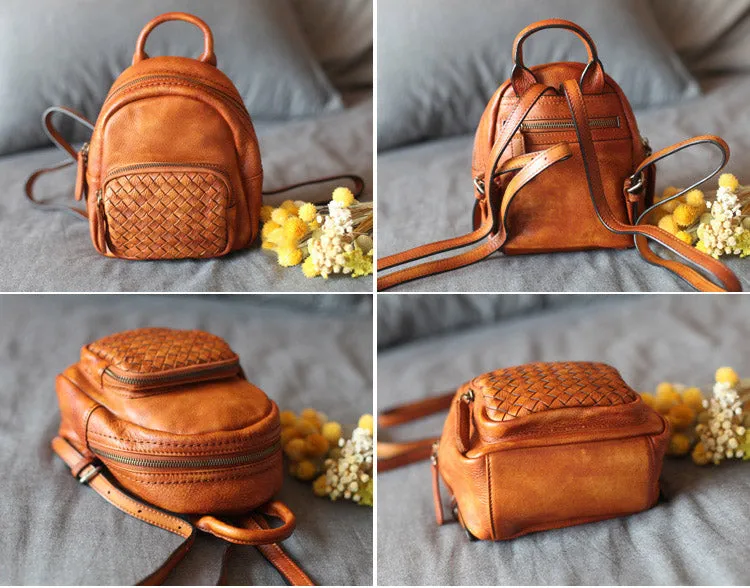Cute Womens Brown Mini Leather Backpack Bag Purse Nice Backpacks for Women