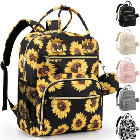 Diaper Bag Backpack,Baby Essentials Diapers Bag with Pacifier Case,Multipurpose Stylish Large Capacity Travel Backpack for Baby Girl/Boy(M-Sunflower)