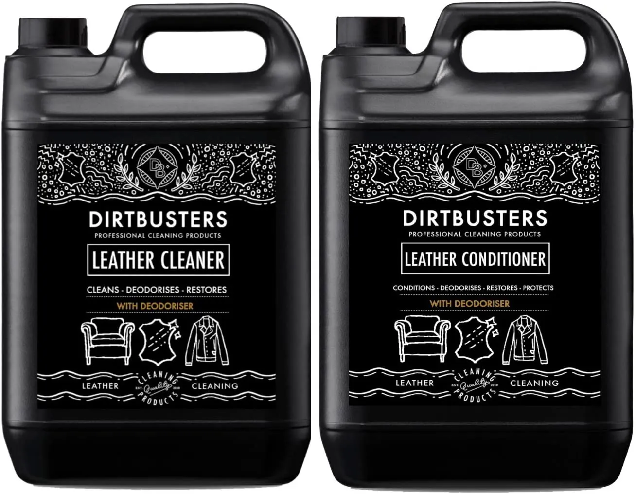 Dirtbusters Deodorising Leather Cleaner & Conditioner, Clean, Deodorise & Restore (2x5 Litre)