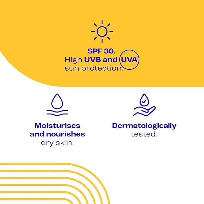 E45 Sun SPF30 Sensitive Sun Cream with Vitamin E - UVA and UVB Protection and Dermatologically Tested Sun Lotion For Body (180ml)
