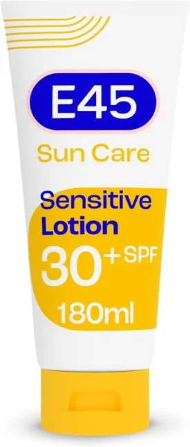 E45 Sun SPF30 Sensitive Sun Cream with Vitamin E - UVA and UVB Protection and Dermatologically Tested Sun Lotion For Body (180ml)