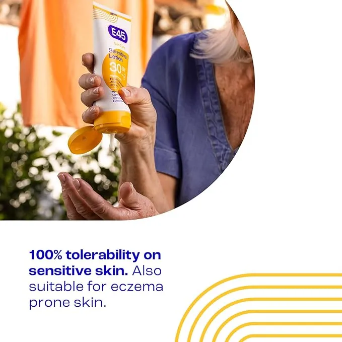 E45 Sun SPF30 Sensitive Sun Cream with Vitamin E - UVA and UVB Protection and Dermatologically Tested Sun Lotion For Body (180ml)