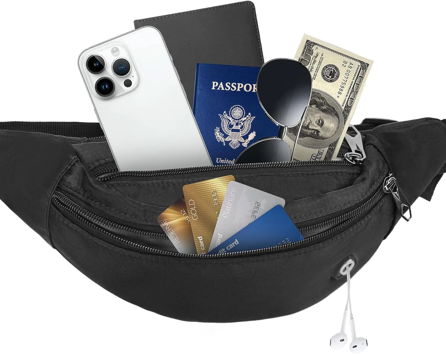 Fanny Pack For Women And Man Crossbody Bag Cross body Bag With Adjustable Strap For Travel Running Hiking Walking Workout Black