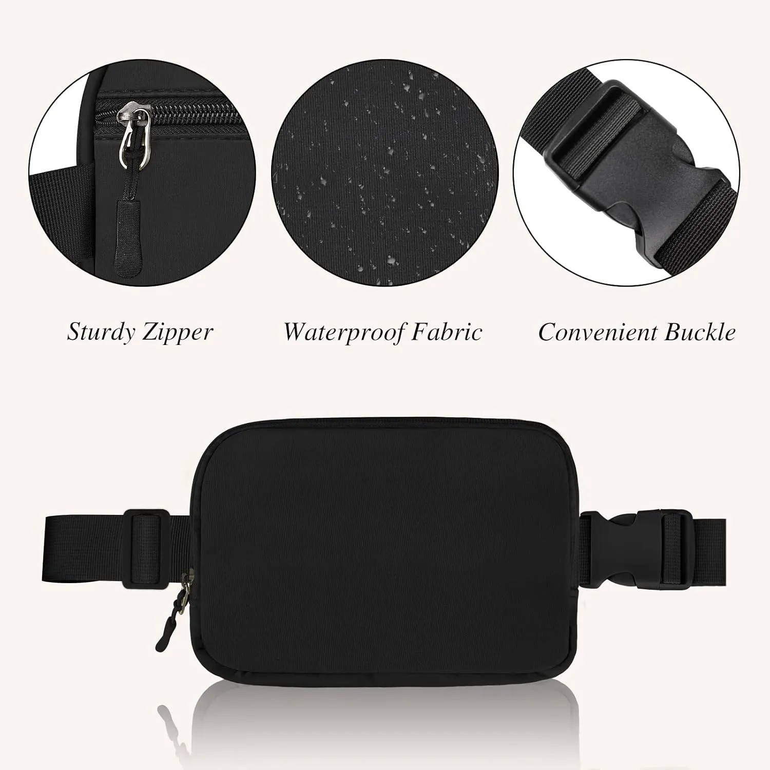 Fanny Packs for Women - Belt Bag for Women - Fanny Pack Crossbody Bags - Black Fanny Pack with Adjustable Strap, Fashion Cross Body Fanny Pack for Running
