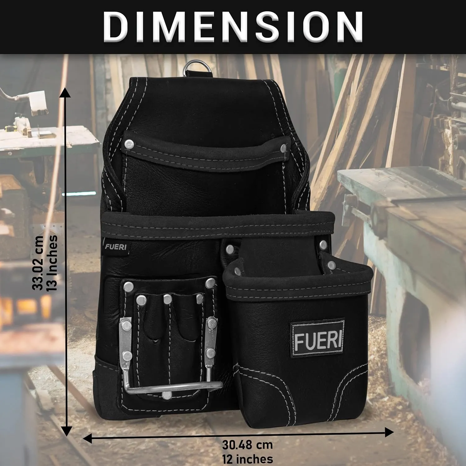 Fueri 7-Pocket Leather Tool Pouch with Belt