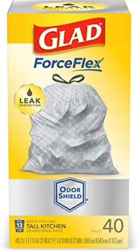 Glad Tall Kitchen Trash Bags 13gl, 40ct,Odor Shield