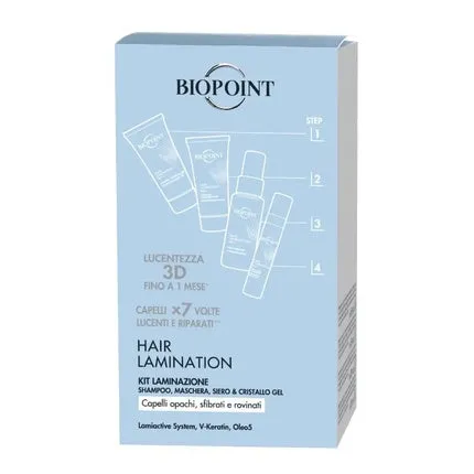 Hair lamination set: 3D shine shampoo 20 ml   restoring mask 20 ml   laminating serum 20 ml   Crystal sublimating gel 8 ml , Biopoint