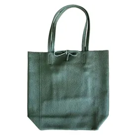 Italian Big Leather Tote in Olive Green