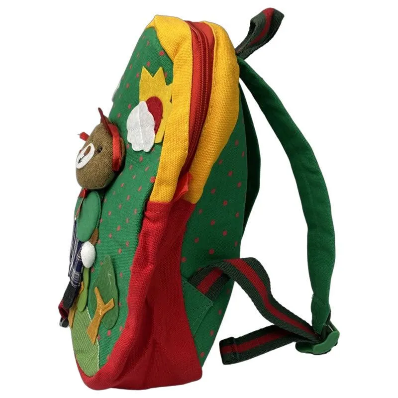 Kid's School Bags With Cute Cartoon Bear -G57 GREEN AND RED