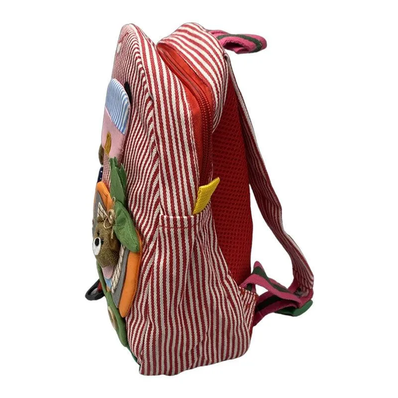 Kid's School Bags With Cute Cartoon Bear -G57 RED AND WHITE