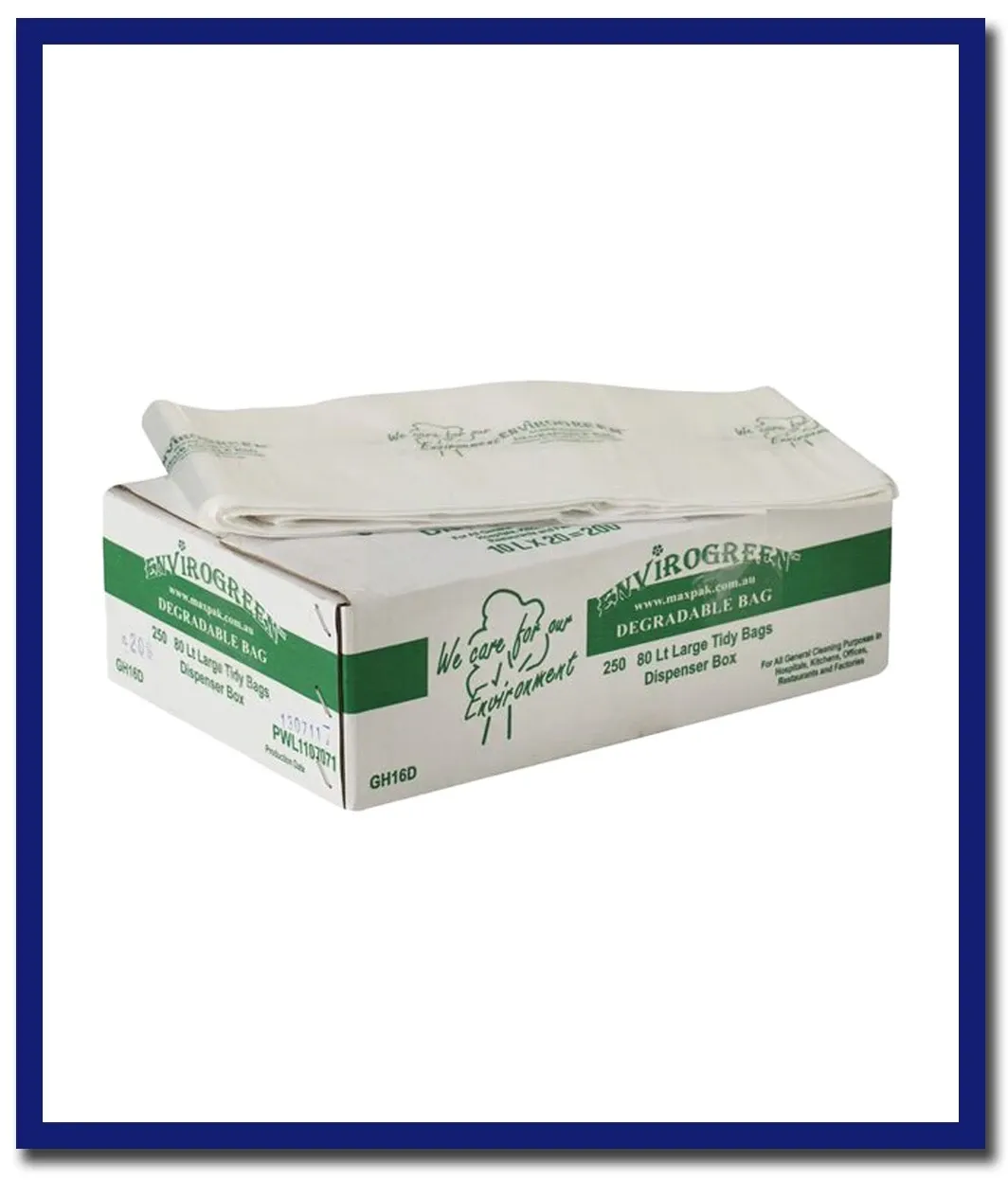 MaxValu Degradable Bin Liners 80 Litres 90 X 76cm - (10 Packs X 25 Bags) Per Box)
