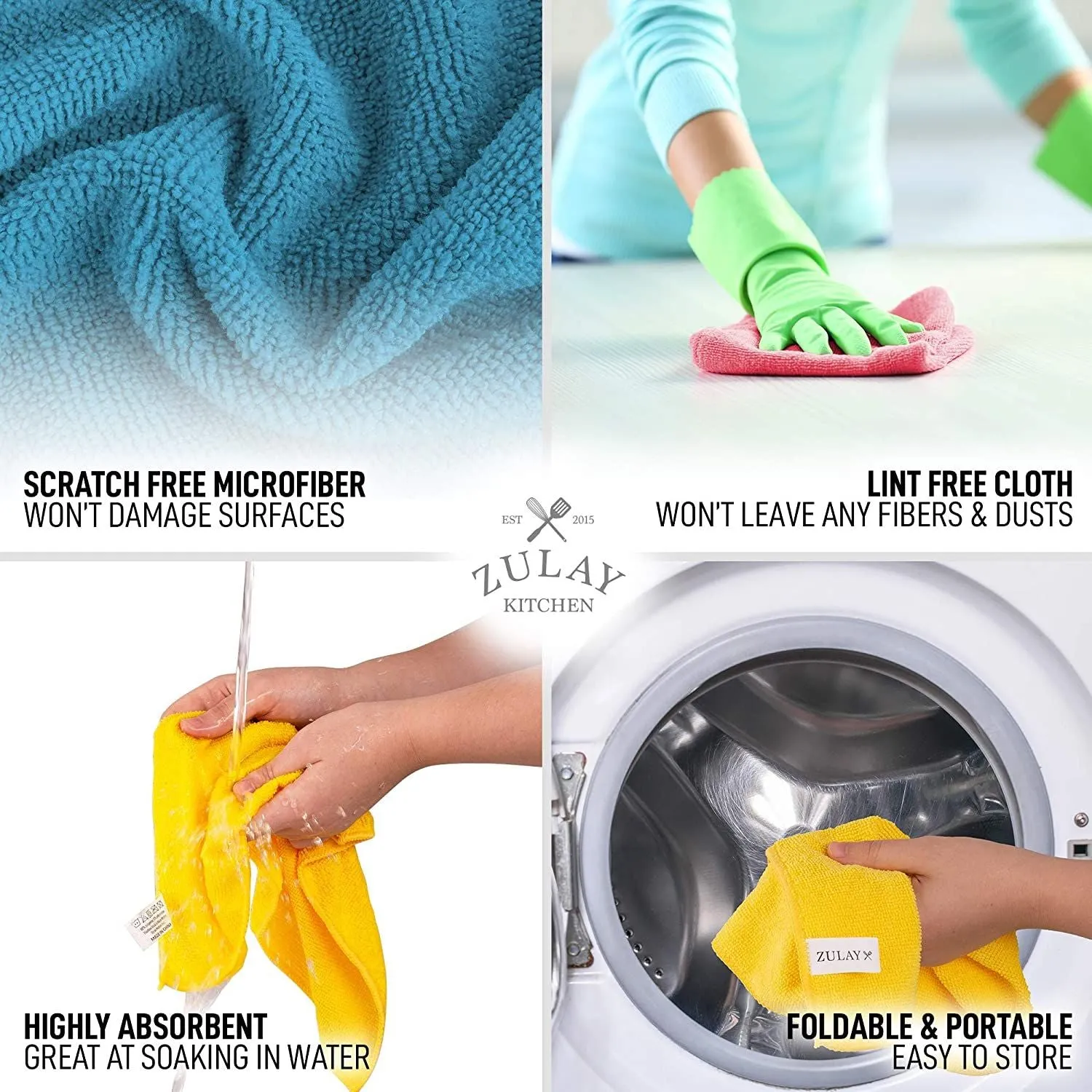 Microfiber Cleaning Cloths - 12 Pack of Highly Absorbent, Soft Microfiber Cloths