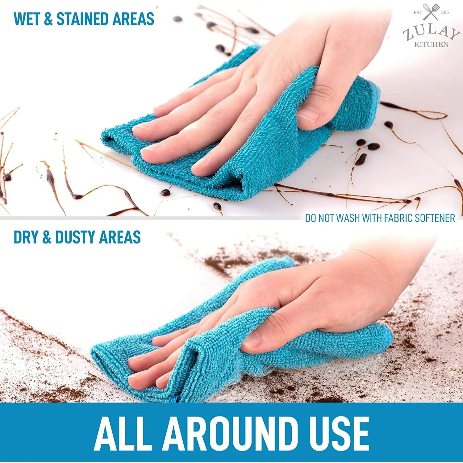 Microfiber Cleaning Cloths - 12 Pack of Highly Absorbent, Soft Microfiber Cloths