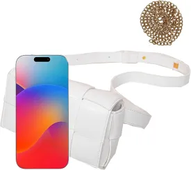 Mini Woven Purse Crossbody, Waist Pack Belt Bag with Adjustable Belt, Fanny Packs Purse Shoulder Handbags (WHite)