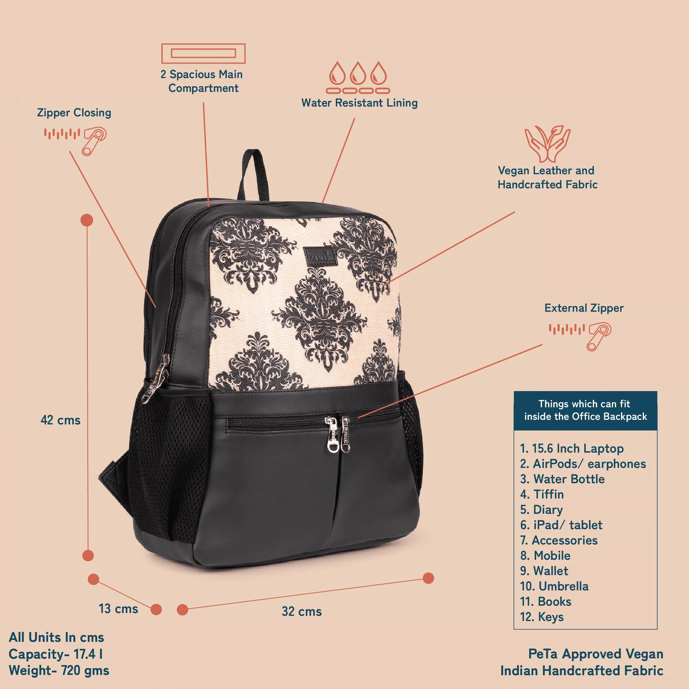 Mughal Motif Office Backpack