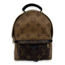 Palm Springs Mini Brown Backpack in Monogram Coated Canvas, Gold hardware