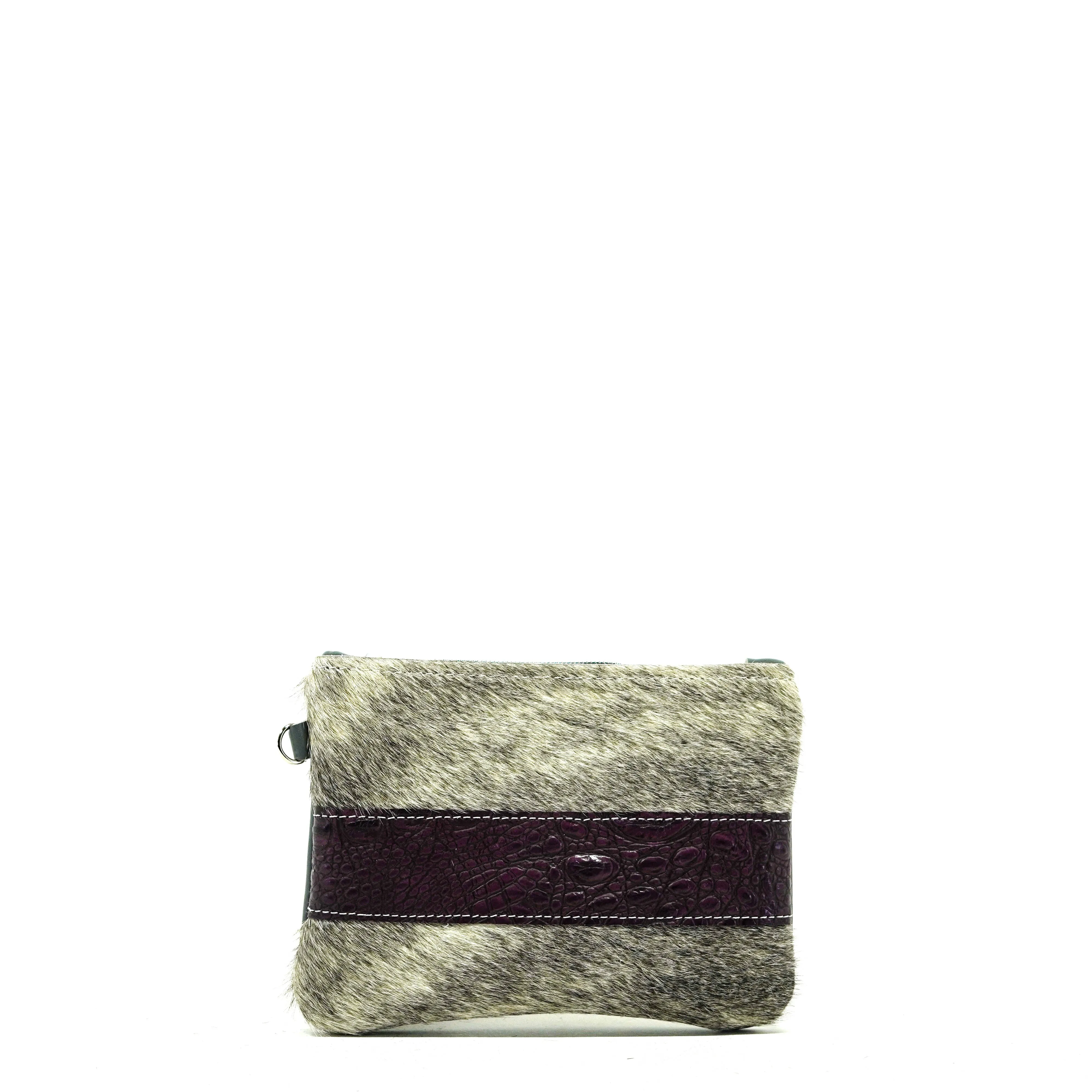 Purse Organizer - Grey Brindle w/ Amethyst Croc