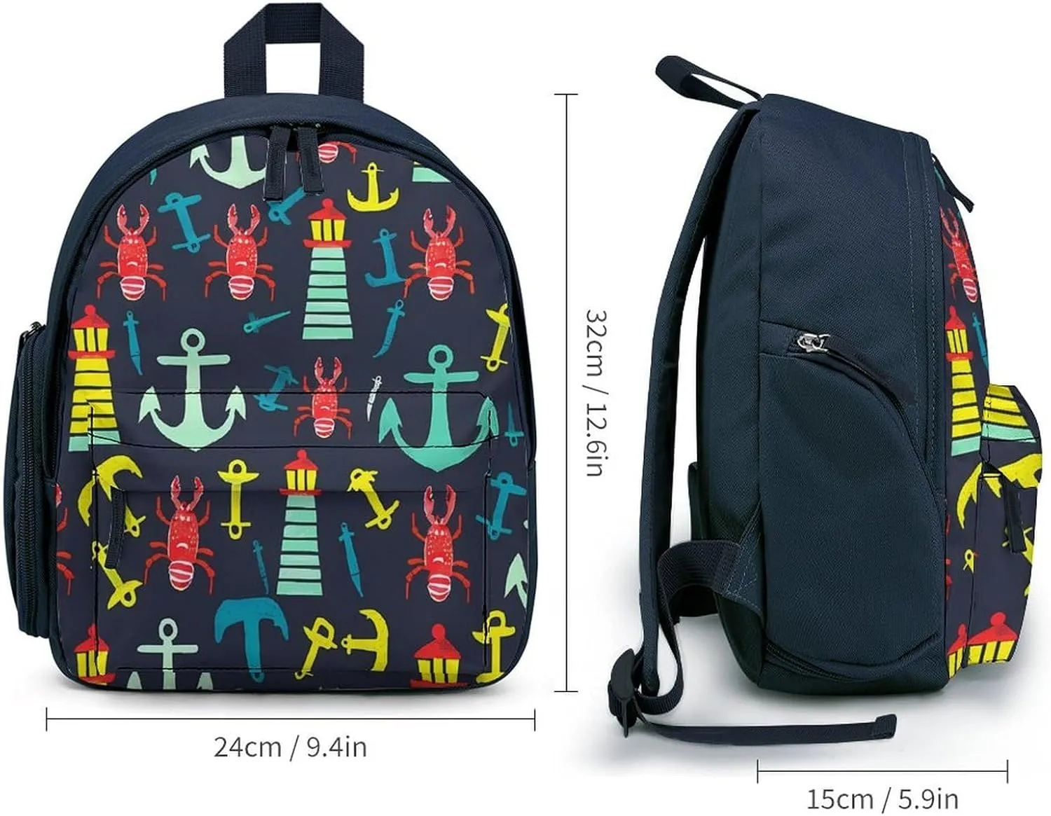 Red Lobster Lighthous Cute Backpack Daily Casual Daypack Travel Mini Bag with Adjustable Strap Blue-style