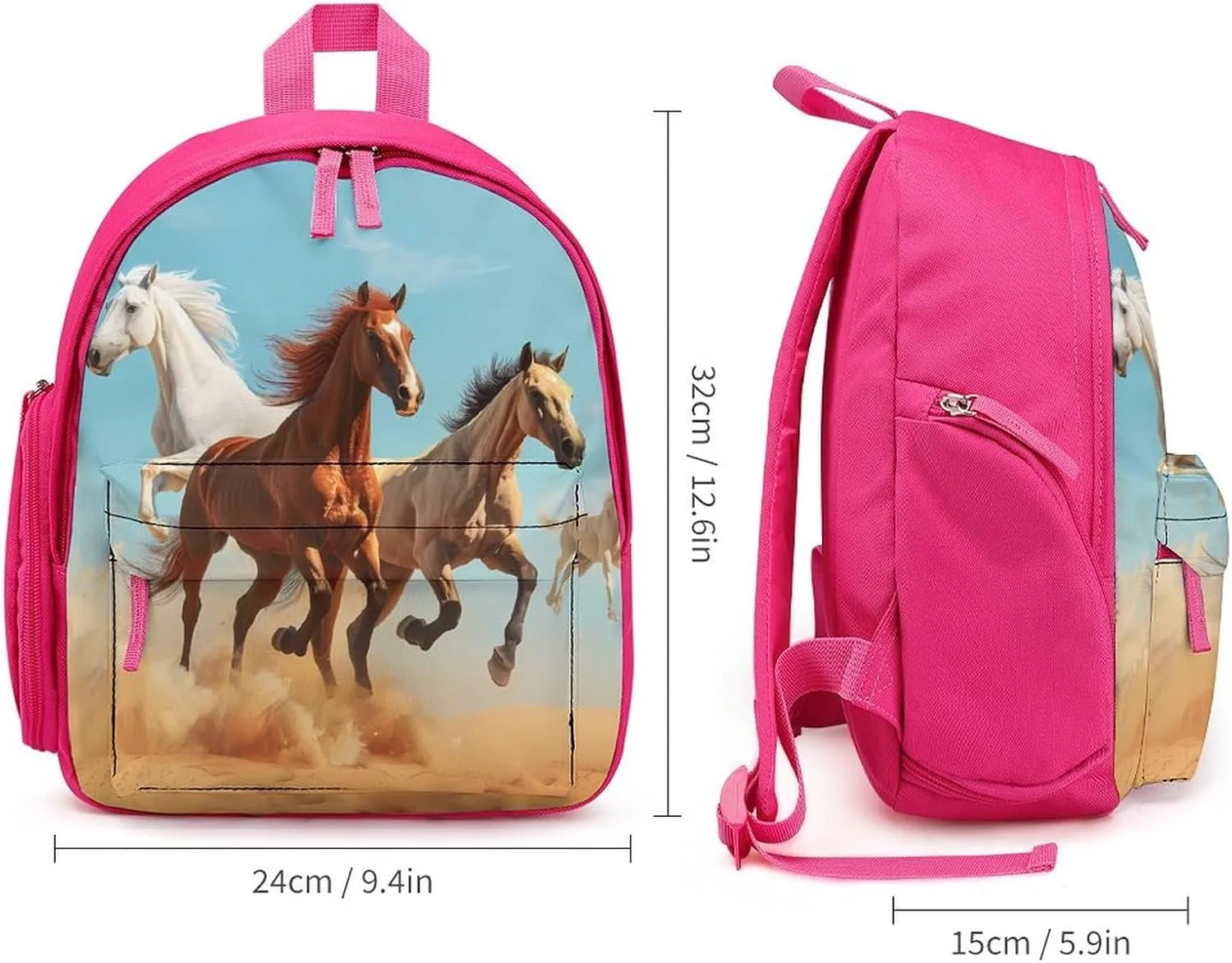 Running Horse Cute Backpack Daily Casual Daypack Travel Mini Bag with Adjustable Strap Pink-style-44