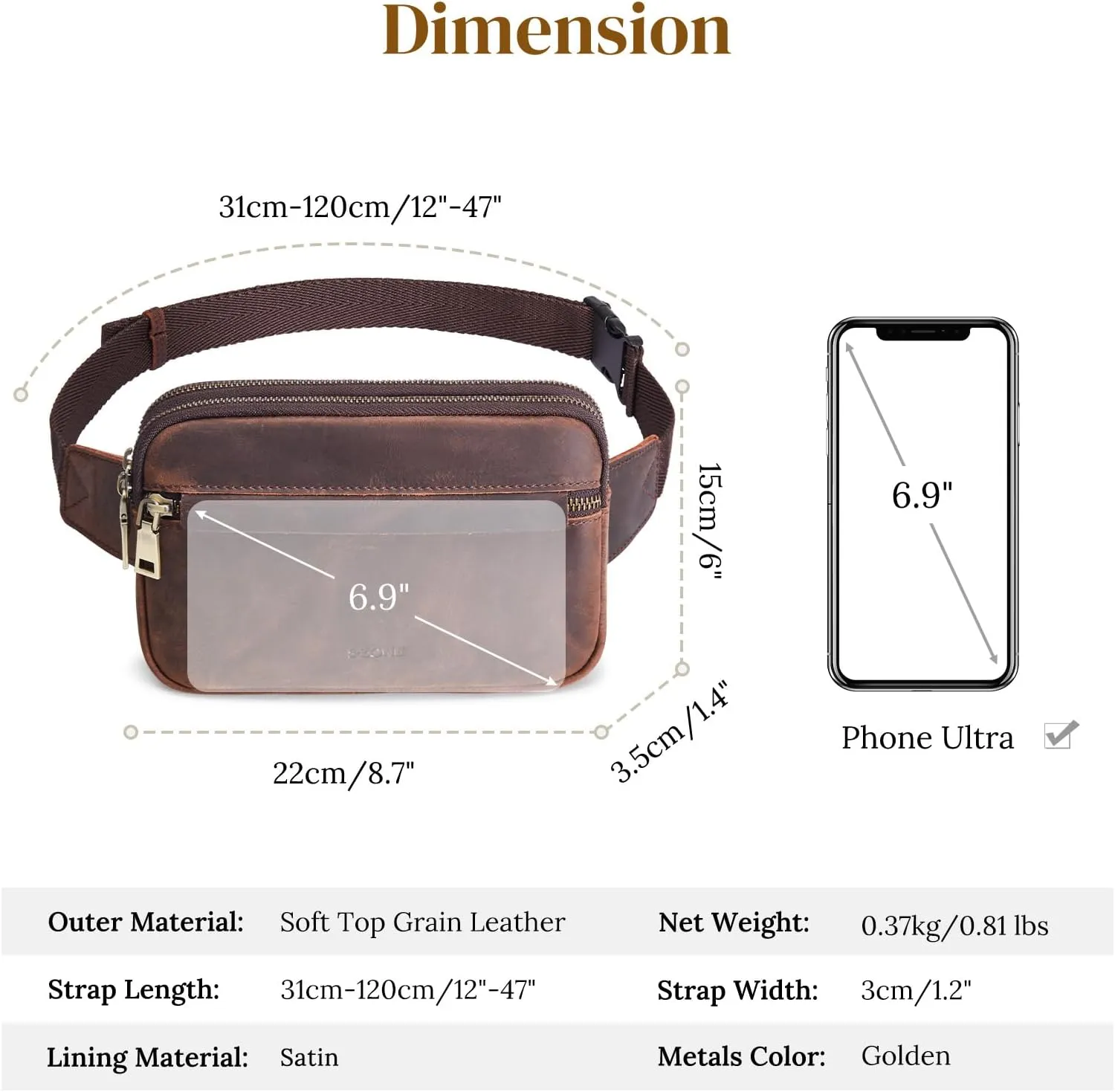 S-ZONE Fanny Packs for Women Genuine Leather RFID Blocking Crossbody Bags Purses Sling Waist Chest Bag Gifts Travel Running Adjustable Strap Men