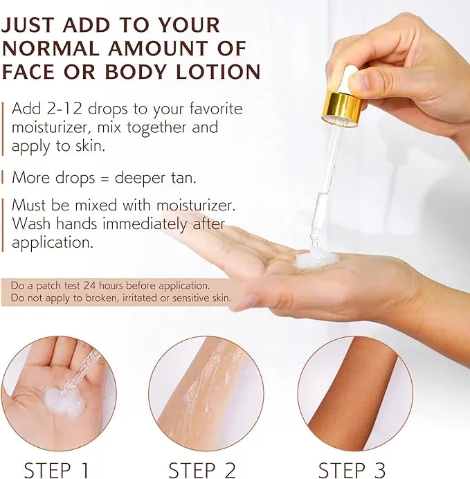 Self Tanning Drops - Face Self Tanner Drops Medium Color - Bronzer Drops - Self Tanner for Face - Self Tanner Face Tanner - Face Tanning Drops to Add to Moisturizer - Face Tan Drops - Bronzing Drops