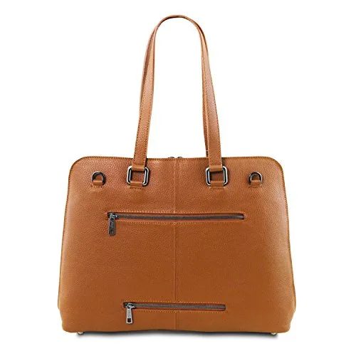 Tuscany Leather Lucca Tl Smart Business Bag In Soft Leather For Women Cognac Leather Briefcases