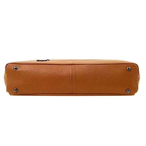 Tuscany Leather Lucca Tl Smart Business Bag In Soft Leather For Women Cognac Leather Briefcases