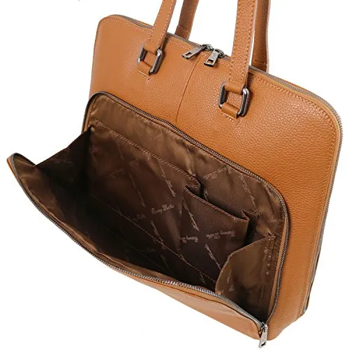 Tuscany Leather Lucca Tl Smart Business Bag In Soft Leather For Women Cognac Leather Briefcases