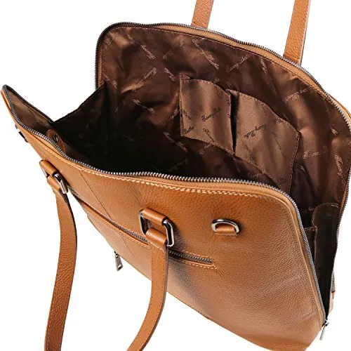 Tuscany Leather Lucca Tl Smart Business Bag In Soft Leather For Women Cognac Leather Briefcases