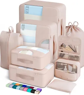 Veken 8 Set Packing Cubes for Travel, Gifts for Women Mom, Suitcase Organizer Bags for Luggage with Hanging Toiletry Bag and Shoe Bag, Vacation Essentials Travel Accessories for Cruise Ship