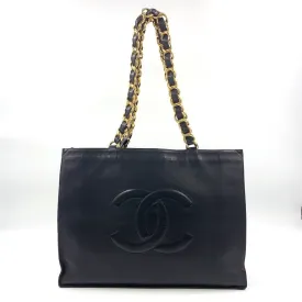 Vintage Chanel Lambskin Black Chain Tote Bag N4129244